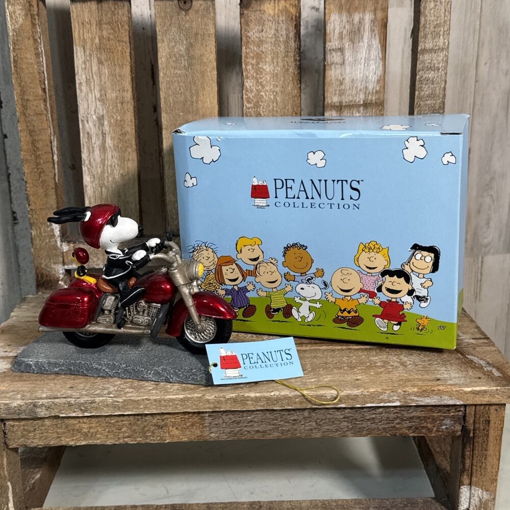Vintage Westland Peanuts Collection Snoopy Joe Cool On Motorcycle